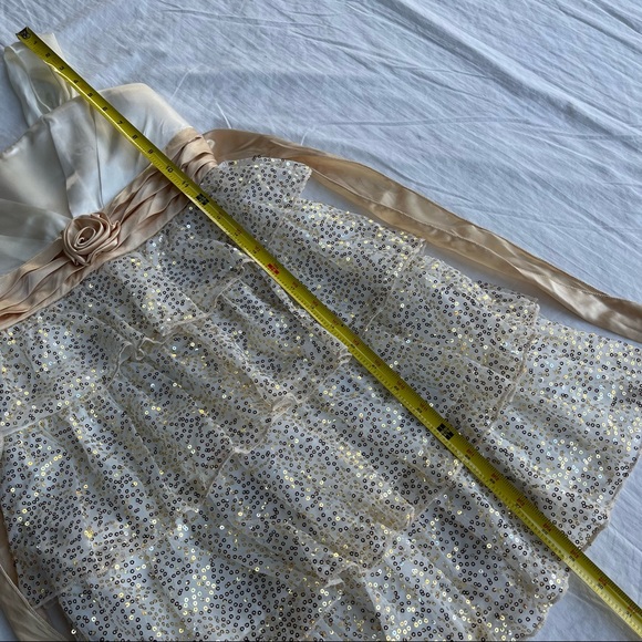 Speechless Champagne Colored Sleeveless Ruffled Sequined Dress - Size 12 - Picture 5 of 9